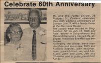 Snyder, Mr. and Mrs. Foster (60th Anniv.)